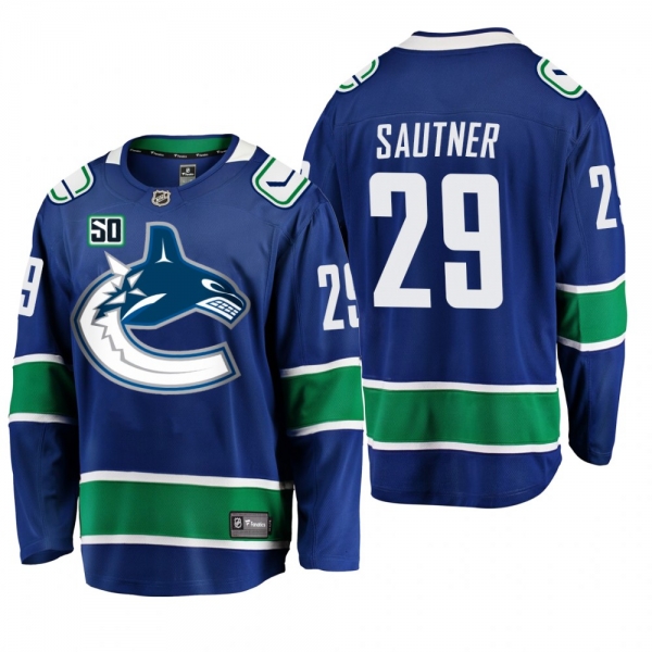 Canucks Ashton Sautner #29 50th Anniversary Home Jersey - Blue