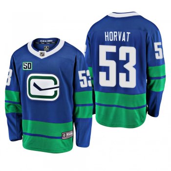 Canucks Bo Horvat #53 50th Anniversary Alternate Jersey - Blue