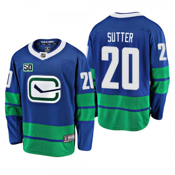 Canucks Brandon Sutter #20 50th Anniversary Alternate Jersey - Blue