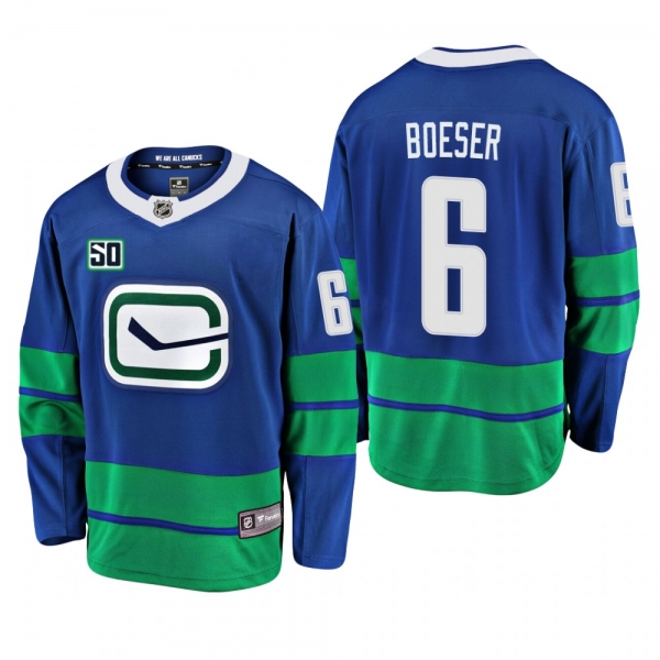 Canucks Brock Boeser #6 50th Anniversary Alternate Jersey - Blue