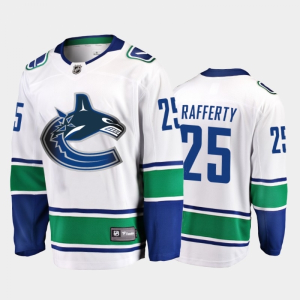 Men's Vancouver Canucks Brogan Rafferty #25 Away White 2020-21 Breakaway Player Jersey