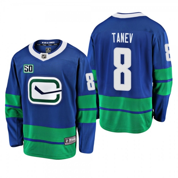 Canucks Christopher Tanev #8 50th Anniversary Alternate Jersey - Blue