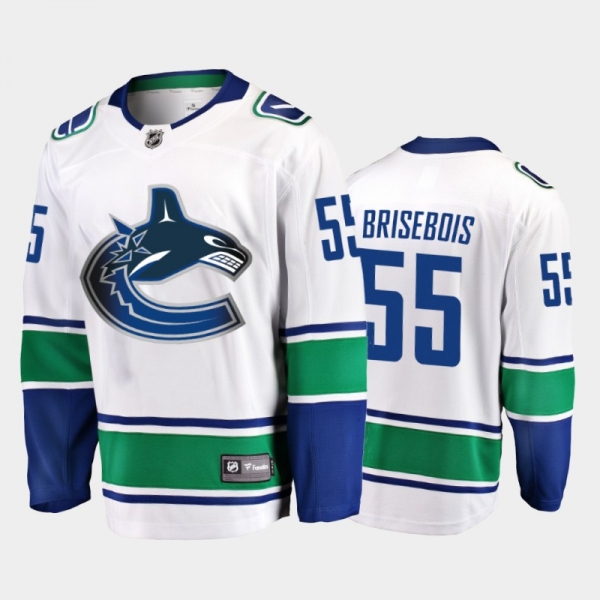 Men's Vancouver Canucks Guillaume Brisebois #55 Away White 2020-21 Breakaway Player Jersey