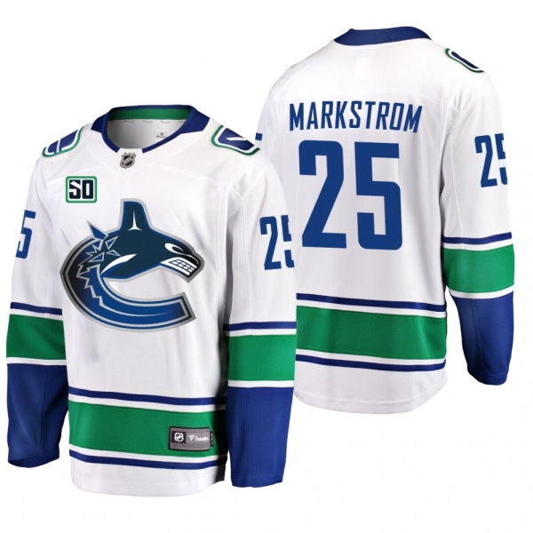 Canucks Jacob Markstrom #25 50th Anniversary Away Jersey - White