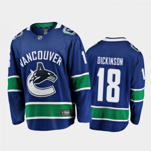 Canucks Jason Dickinson #18 Home 2021 Blue Player Jersey