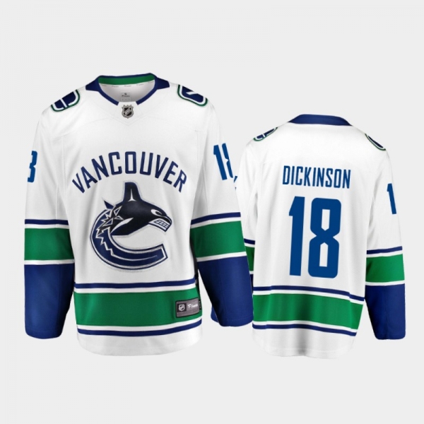 Canucks Jason Dickinson #18 Away 2021 White Player Jersey