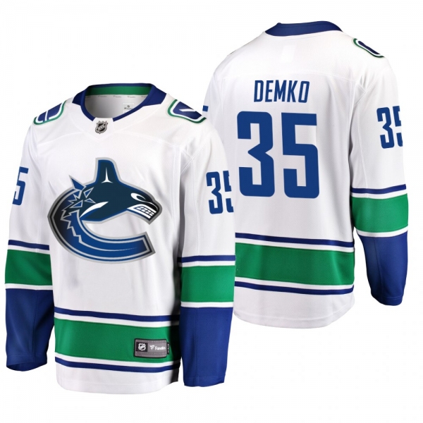 Vancouver Canucks Thatcher Demko #35 Away White Breakaway Player Fanatics Branded Jersey