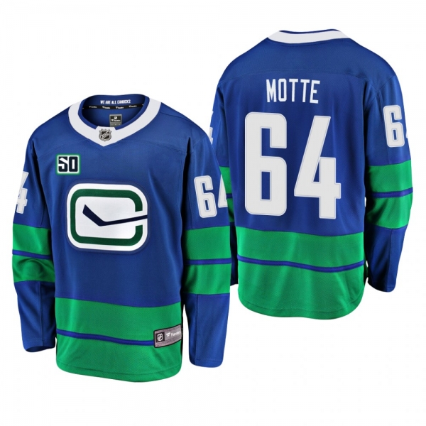 Canucks Tyler Motte #64 50th Anniversary Alternate Jersey - Blue