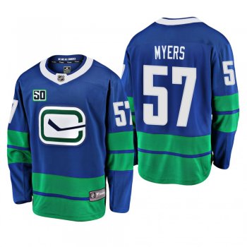 Canucks Tyler Myers #57 50th Anniversary Alternate Jersey - Blue