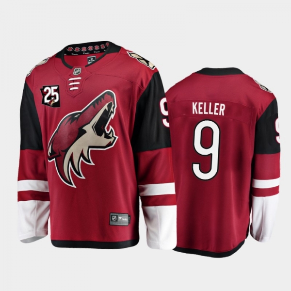 Men's Arizona Coyotes Clayton Keller #9 25th Anniversary Red Home Jersey