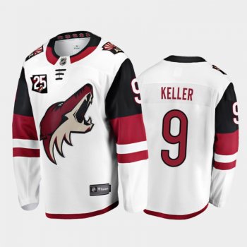 Men's Arizona Coyotes Clayton Keller #9 25th Anniversary White Away Jersey