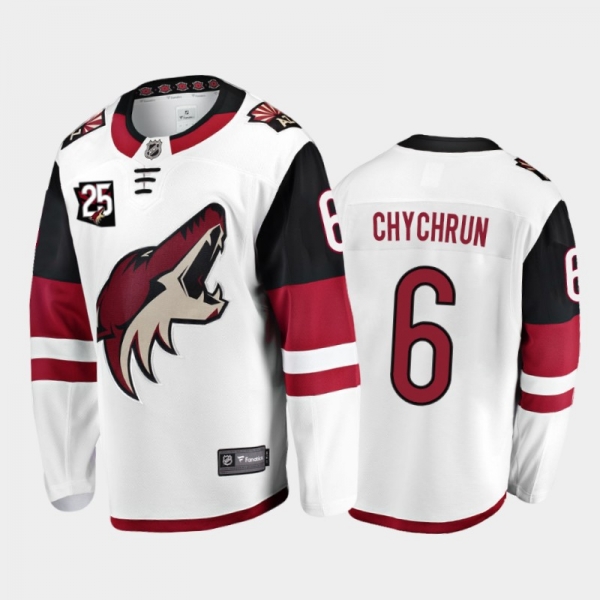 Men's Arizona Coyotes Jakob Chychrun #6 25th Anniversary White Away Jersey