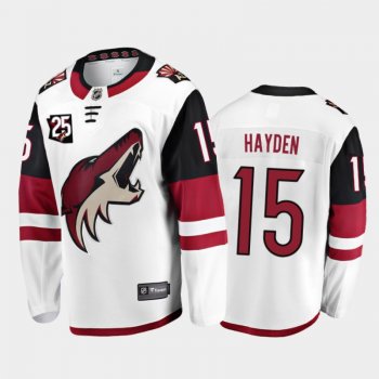 Men's Arizona Coyotes John Hayden #15 25th Anniversary White Away Jersey