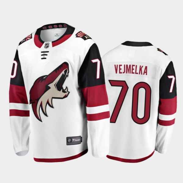 Arizona Coyotes #70 Karel Vejmelka Away White 2021-22 Player Jersey