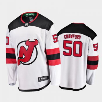 New Jersey Devils Corey Crawford #50 Away White 2020-21 Breakaway Player Jersey