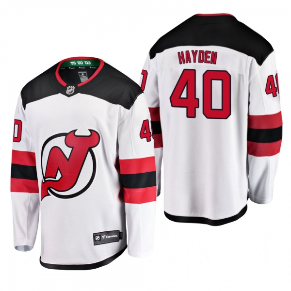 New Jersey Devils John Hayden #40 Breakaway Player Away White Jersey