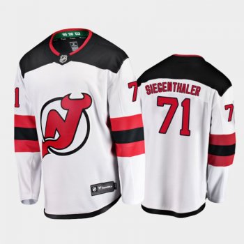 Men's New Jersey Devils Jonas Siegenthaler #71 Away White 2021 Jersey