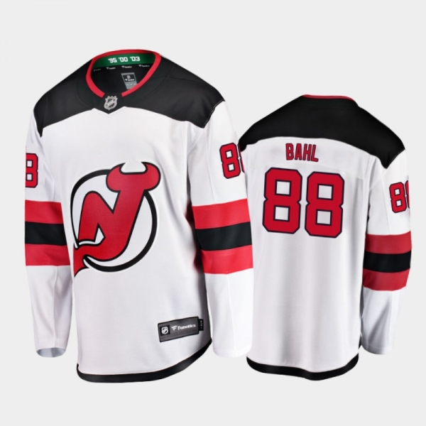 Men's New Jersey Devils Kevin Bahl #88 Away White 2021 Jersey