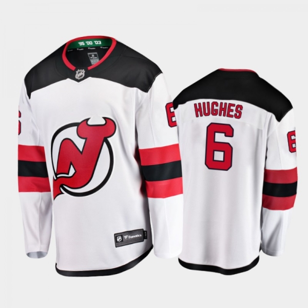 New Jersey Devils #6 Luke Hughes Away White 2021 NHL Draft Jersey