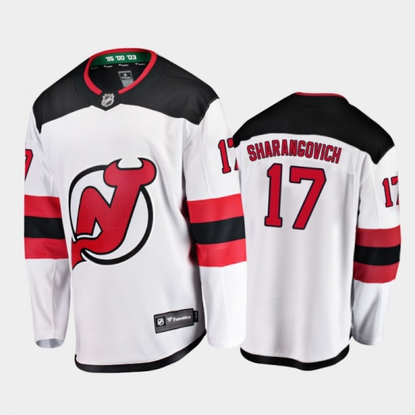 Men's New Jersey Devils Yegor Sharangovich #17 Away White 2020-21 Breakaway Player Jersey