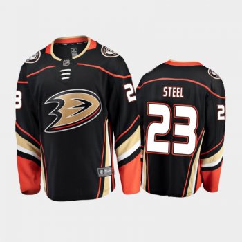 Men's Anaheim Ducks Sam Steel #23 Home Black 2020-21 Breakaway Player Jersey