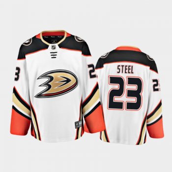 Men's Anaheim Ducks Sam Steel #23 Away White 2020-21 Breakaway Player Jersey