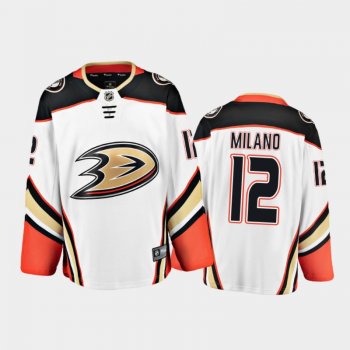 Men's Anaheim Ducks Sonny Milano #12 Away White 2020-21 Breakaway Player Jersey