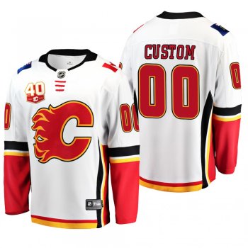 Calgary Flames Custom #00 40th Anniversary White Away Jersey