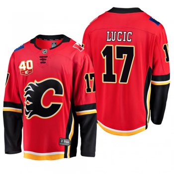 Calgary Flames Milan Lucic #17 40th Anniversary Red Home Jersey