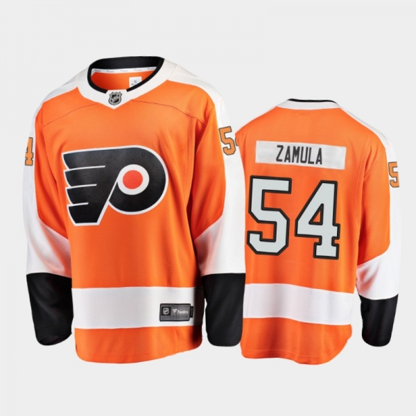 Men's Philadelphia Flyers Egor Zamula #54 Home Orange 2021 Jersey