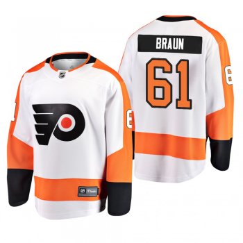 Philadelphia Flyers Justin Braun #61 Breakaway Player Away White Jersey