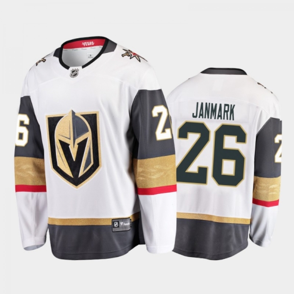 Men's Vegas Golden Knights Mattias Janmark #26 Away White 2021 Jersey