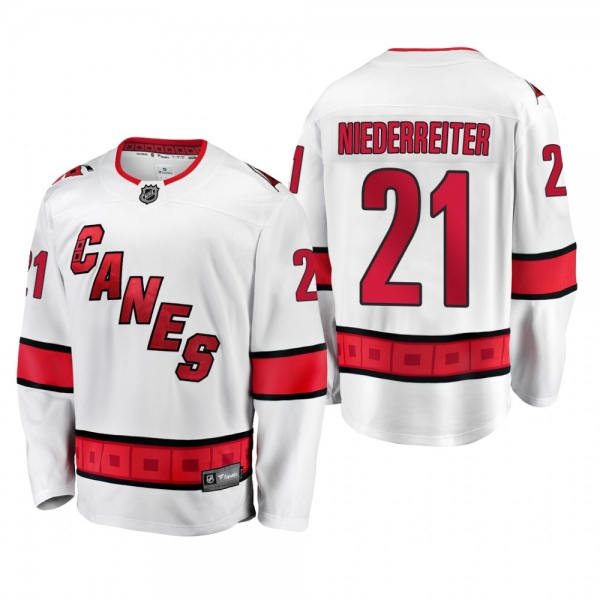 Carolina Hurricanes Nino Niederreiter #21 Away White 2019-20 Breakaway Player Jersey