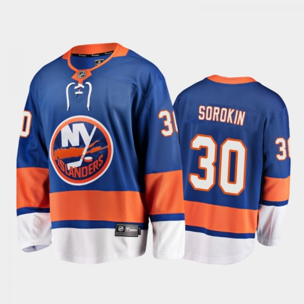 Men's New York Islanders Ilya Sorokin #30 Home Blue 2020-21 Breakaway Player Jersey