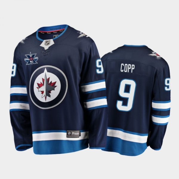 Men's Winnipeg Jets Andrew Copp #9 10th Anniversary Navy Honor Dale Hawerchuk Home Jersey