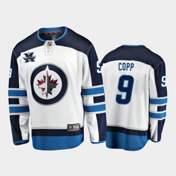 Men's Winnipeg Jets Andrew Copp #9 10th Anniversary White Honor Dale Hawerchuk Away Jersey