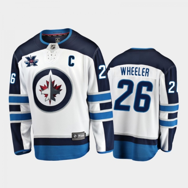 Men's Winnipeg Jets Blake Wheeler #26 10th Anniversary White Honor Dale Hawerchuk Away Jersey