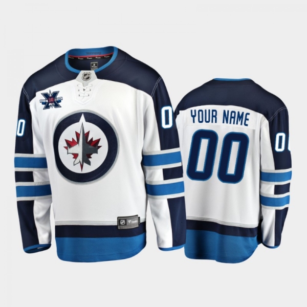 Men's Winnipeg Jets Custom #00 10th Anniversary White Honor Dale Hawerchuk Away Jersey