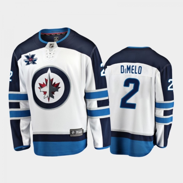 Men's Winnipeg Jets Dylan DeMelo #2 10th Anniversary White Honor Dale Hawerchuk Away Jersey