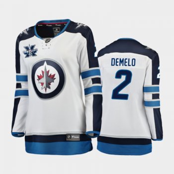 Women's Winnipeg Jets Dylan DeMelo #2 Away White 2020-21 10th Anniversary Jersey