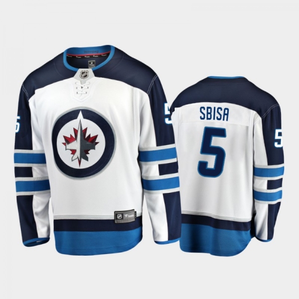 Winnipeg Jets Luca Sbisa #5 Away White Breakaway Player Jersey