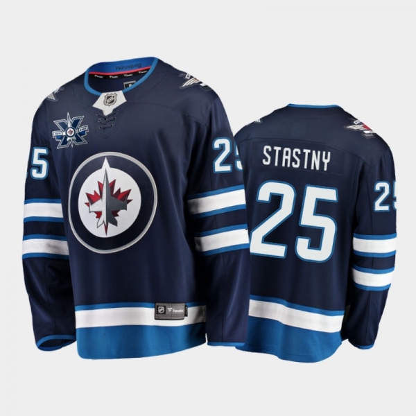 Men Winnipeg Jets Paul Stastny #25 Home Navy 2020-21 10th Anniversary Jersey