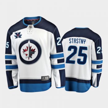 Men's Winnipeg Jets Paul Stastny #25 10th Anniversary White Honor Dale Hawerchuk Away Jersey