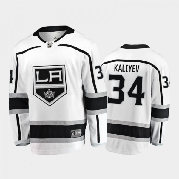 Men's Los Angeles Kings Arthur Kaliyev #34 Away White 2020-21 Breakaway Player Jersey