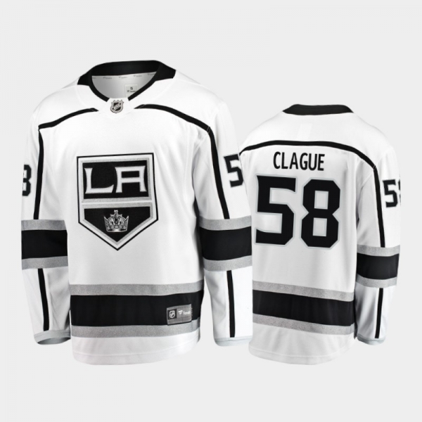 Men's Los Angeles Kings Kale Clague #58 Away White 2020-21 Breakaway Player Jersey