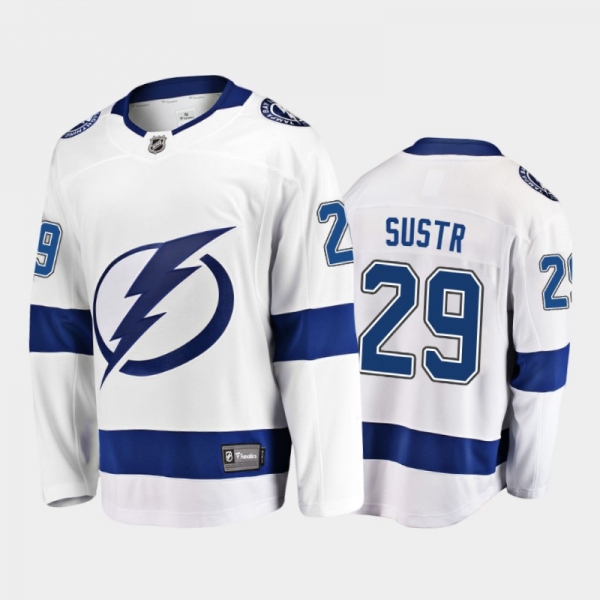 Lightning Andrej Sustr #29 Away 2021-22 White Player Jersey