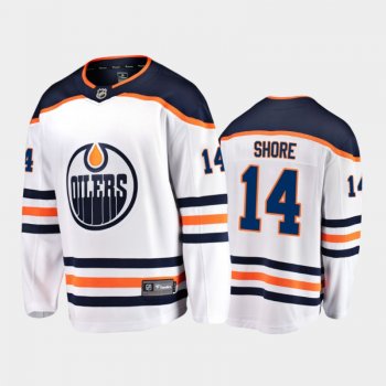 Men's Edmonton Oilers Devin Shore #14 Away White 2020-21 Breakaway Player Jersey