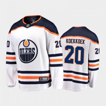 Men's Edmonton Oilers Slater Koekkoek #20 Away White 2020-21 Breakaway Player Jersey