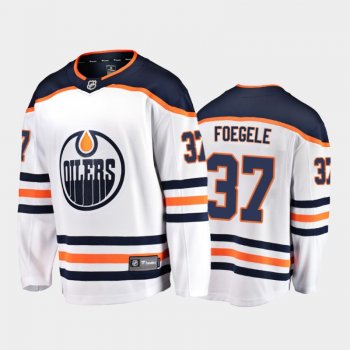 Edmonton Oilers #37 Warren Foegele Away White 2021 Player Jersey