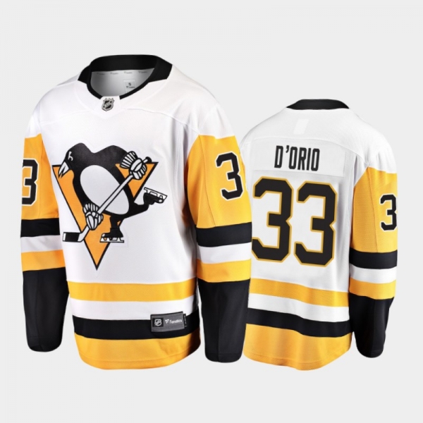 Men's Pittsburgh Penguins Alex D'Orio #33 Away White 2021 Jersey